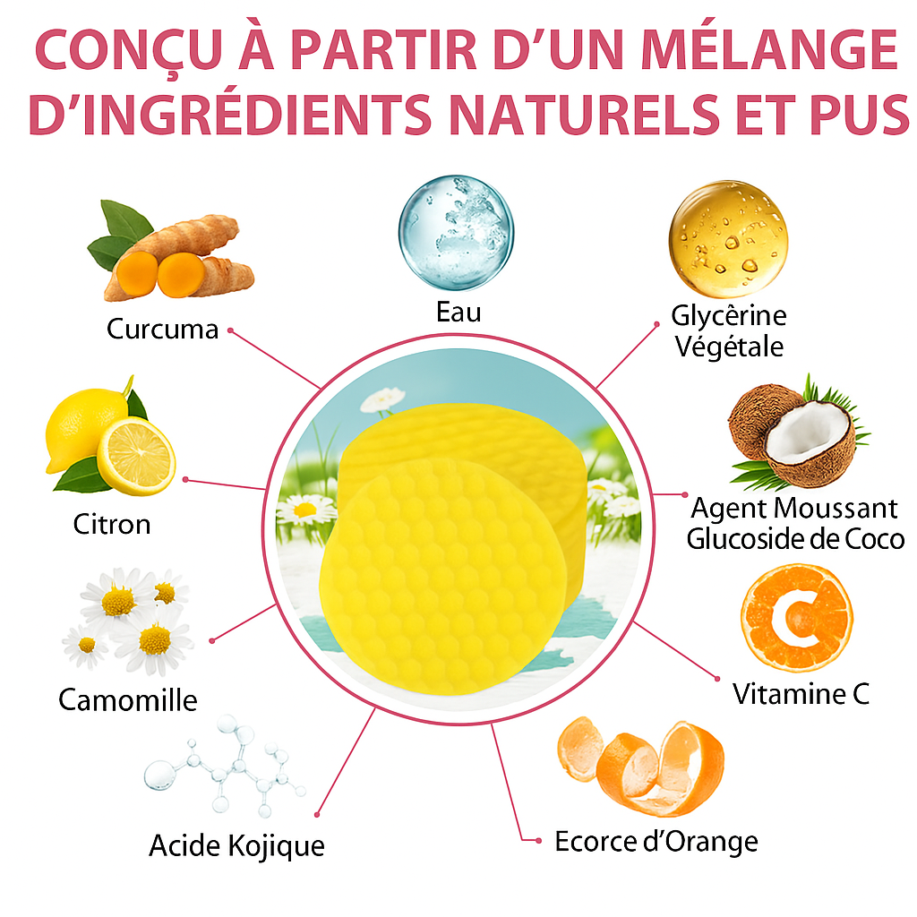 Cotons Nettoyants Éclaircissants au Kojic Acid & Curcuma & au citron