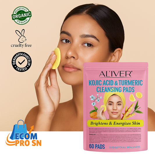 Cotons Nettoyants Éclaircissants au Kojic Acid & Curcuma & au citron