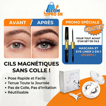 Cils magnétiques avec applicateur ( mascara et eye-liner offerts )